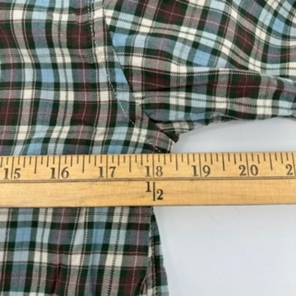 Ralph Lauren Plaid Button Down Shirt‎ Kids Long Sleeve Brown Blue White L(14-16)